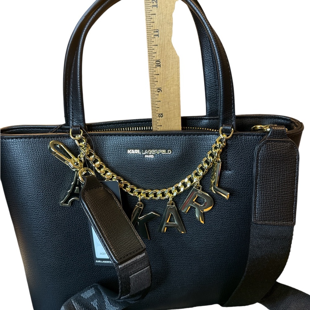 Karl Lagerfeld NWT Black Tote Bag with Gold Accents - Picture 4 of 4